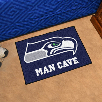 19" x 30" Seattle Seahawks Man Cave Starter Blue Rectangle Mat