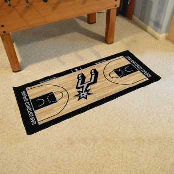 24" x 44" San Antonio Spurs NBA Court Black Rectangle Runner Mat