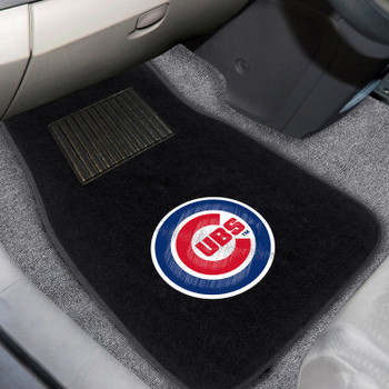 Chicago Cubs Embroidered Black Car Mat, Set of 2