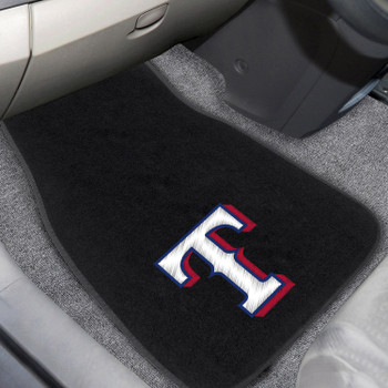 Texas Rangers Embroidered Black Car Mat, Set of 2