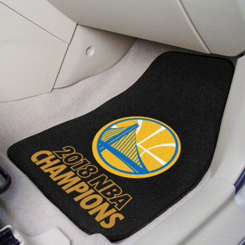 Golden State Warriors 2018 NBA Finals Champions Black Carpet Car Mat, Set of 2