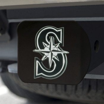 Seattle Mariners Hitch Cover - Chrome on Black