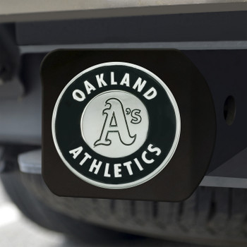 Oakland Athletics Hitch Cover - Chrome on Black