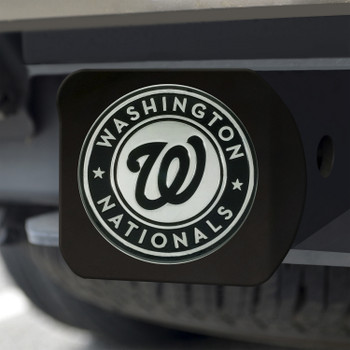 Washington Nationals Hitch Cover - Chrome on Black