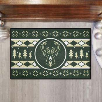 19" x 30" Milwaukee Bucks Holiday Sweater Green Starter Mat