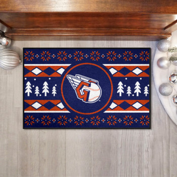 19" x 30" Cleveland Guardians Holiday Sweater Navy Starter Mat