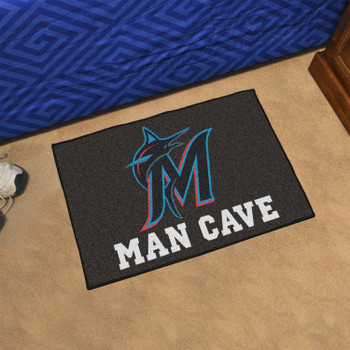 19" x 30" Miami Marlins Man Cave Starter Black Rectangle Mat