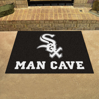 33.75" x 42.5" Chicago White Sox Man Cave All-Star Black Rectangle Mat