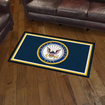 3' x 5' U.S. Navy Crest Blue Rectangle Rug