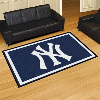 59.5" x 88" New York Yankees Logo Navy Rectangle Rug
