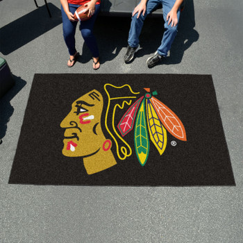 59.5" x 94.5" Chicago Blackhawks Black Rectangle Ulti Mat