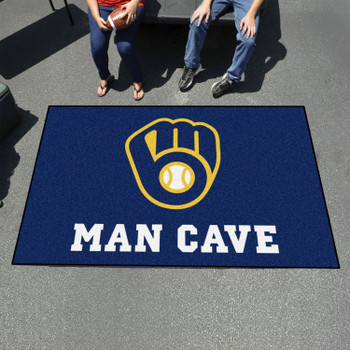 59.5" x 94.5" Milwaukee Brewers Navy Man Cave Rectangle Ulti Mat