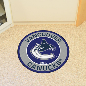 27" Vancouver Canucks Roundel Navy Round Mat