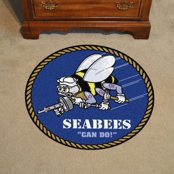 44" U.S. Navy Seabees Blue Round Mat