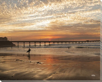Sunset Surfers Wrapped Canvas Giclee Art Print Wall Art