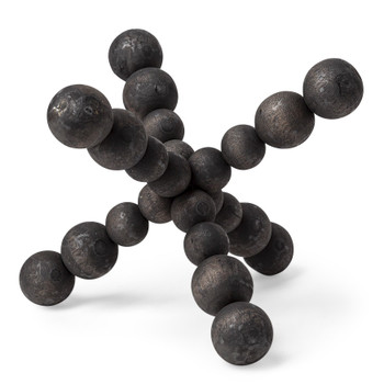 9" Black Beaded Wood Jack Sculpture