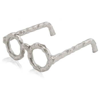 6.5" Silver Round Glasses Aluminum Sculpture