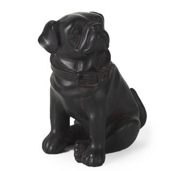 6" Black Pug Dog Resin Sculpture