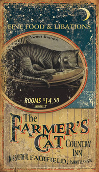 Custom The Farmer's Cat Country Inn Vintage Style Wooden Sign
