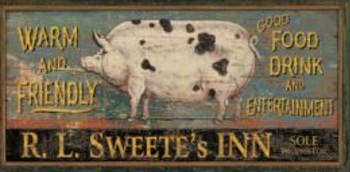 Custom Sweete's Inn Pig Vintage Style Wooden Sign