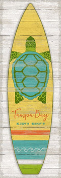 Custom Tampa Bay Latitude Turtle Vertical Surfboard Vintage Style Wooden Sign