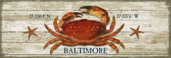 Custom Baltimore Dungeness Crab Latitude Vintage Style Wooden Sign