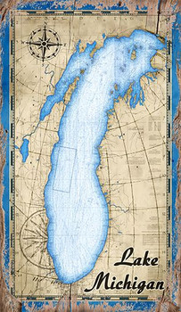 Lake Michigan Map Vintage Style Wooden Sign