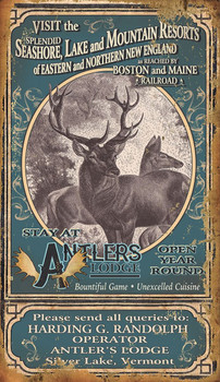 Custom Antlers Lodge Vintage Style Metal Sign