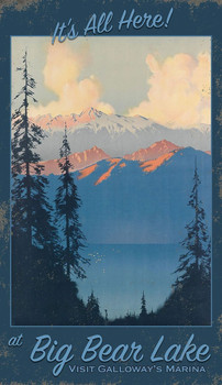 Custom Tahoe Mountains at Big Bear Lake Vintage Style Metal Sign