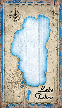 Lake Tahoe Map Vintage Style Metal Sign