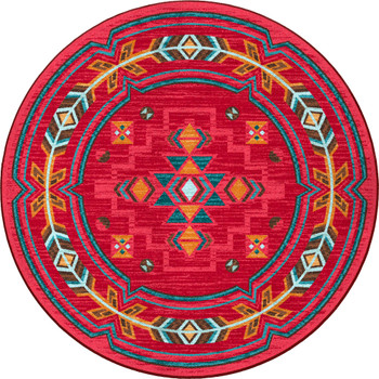 8' Buckhorn Red Southwest Round Rug