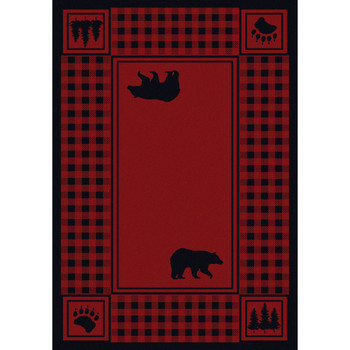 3' x 4' Bear Refuge Red Wildlife Rectangle Scatter Nylon Area Rug