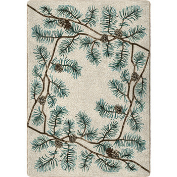 5' x 8' Pine Bough Border Nature Rectangle Nylon Area Rug