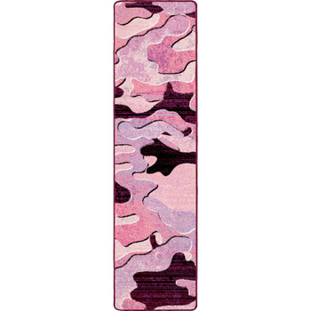 2' x 8' Distressed Pink Camo Rectangle Runner Nylon Area Rug