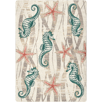 8' x 11' Seaweed Seahorse Mineral Rectangle Nylon Area Rug