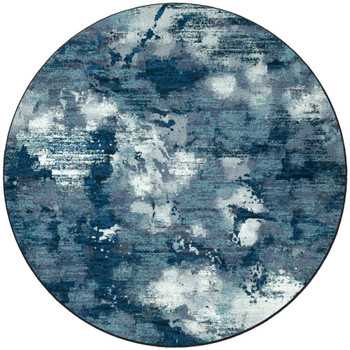 8' Stormy Blue Mist Round Nylon Area Rug