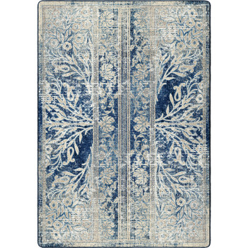 4' x 5' Distressed Delft Flowers Countryside Rectangle Nylon Area Rug