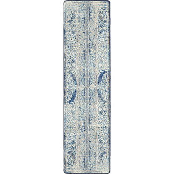 2' x 8' Distressed Delft Flowers Countryside Rectangle Runner Nylon Area Rug