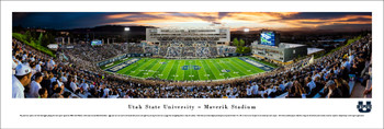 Utah State Aggies Football Stadium Stripe Panoramic Art Print