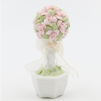 Miniature Rose Topiary Porcelain Sculpture