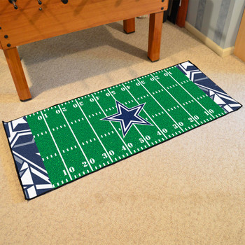 30" x 72" Dallas Cowboys NFL x FIT Pattern Football Field Rectangle Runner Mat