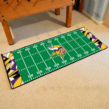 30" x 72" Minnesota Vikings NFL x FIT Pattern Football Field Rectangle Runner Mat