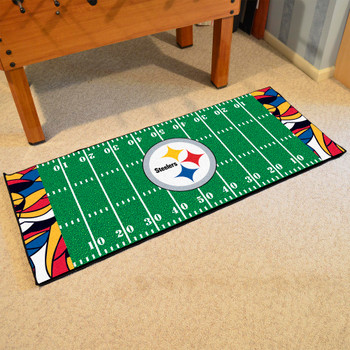 30" x 72" Pittsburgh Steelers NFL x FIT Pattern Football Field Rectangle Runner Mat
