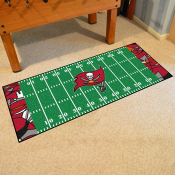 30" x 72" Tampa Bay Buccaneers NFL x FIT Pattern Football Field Rectangle Runner Mat