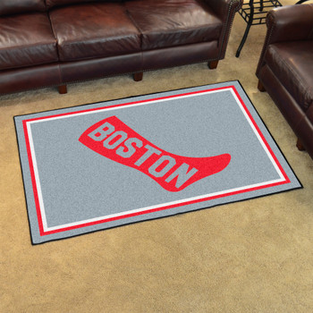 4' x 6' 1908 Boston Red Sox Retro Logo Gray Rectangle Area Rug