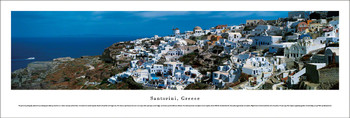 Santorini, Greece Skyline Panoramic Art Print