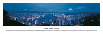 Hong Kong, China at Twilight Skyline Panoramic Art Print