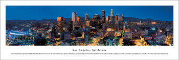 Los Angeles, California at Dusk Skyline Panoramic Art Print