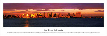 San Diego, California at Sunset Skyline Panoramic Art Print
