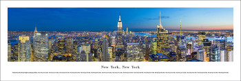 New York City Midtown at Twilight Skyline Panoramic Art Print